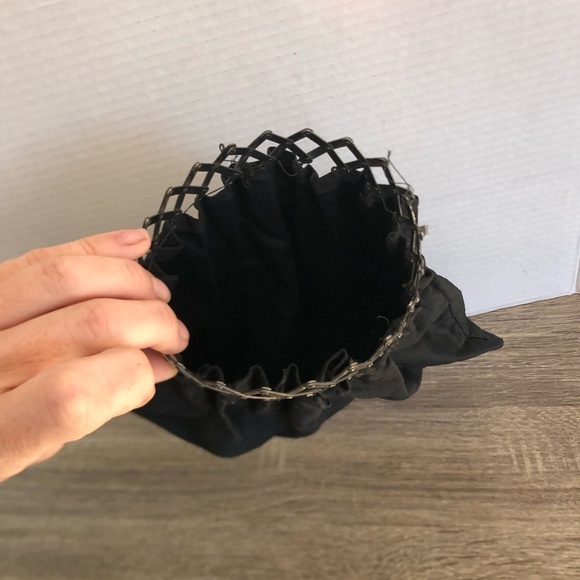 1920’s Accordion Closure Black Bag with Multicolor Handle - Picture 5 of 12